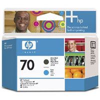 Original Genuine HP 70 Matte Black and Cyan Printhead (C9404A Inkjet Printer Cartridge)