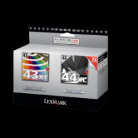 Original Genuine LEXMARK VALUE PACK Ink 43 & 44  HIGH CAPACITY 18Y0144A BLK + COLOUR 18Y0143A TPASA14