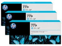 Original HP Ink 771B Light Cyan 3 Ink Pack B6Y28A