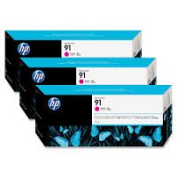 Original Genuine HP 91 Tri-Pack Magenta (C9484A) Ink Cartridge 775ml x 3 for Designjet Z6100ps, Z6100