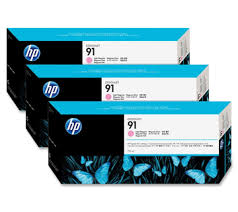 Original Genuine HP 91 Tri-Pack Light Magenta (C9487A) Ink Cartridge 775ml x 3 for Designjet Z6100ps, Z6100